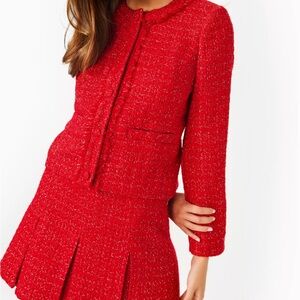 Lilly Pulitzer Rococo Red Fiesta boucle Jacket/Skirt Set NWT size 8